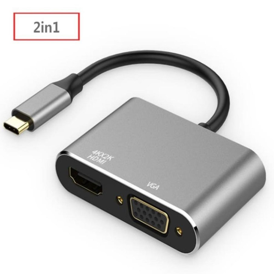 Converter Type C to Vga Hdmi 2in1 Usb-C Tipe C Vga dan Hdmi
