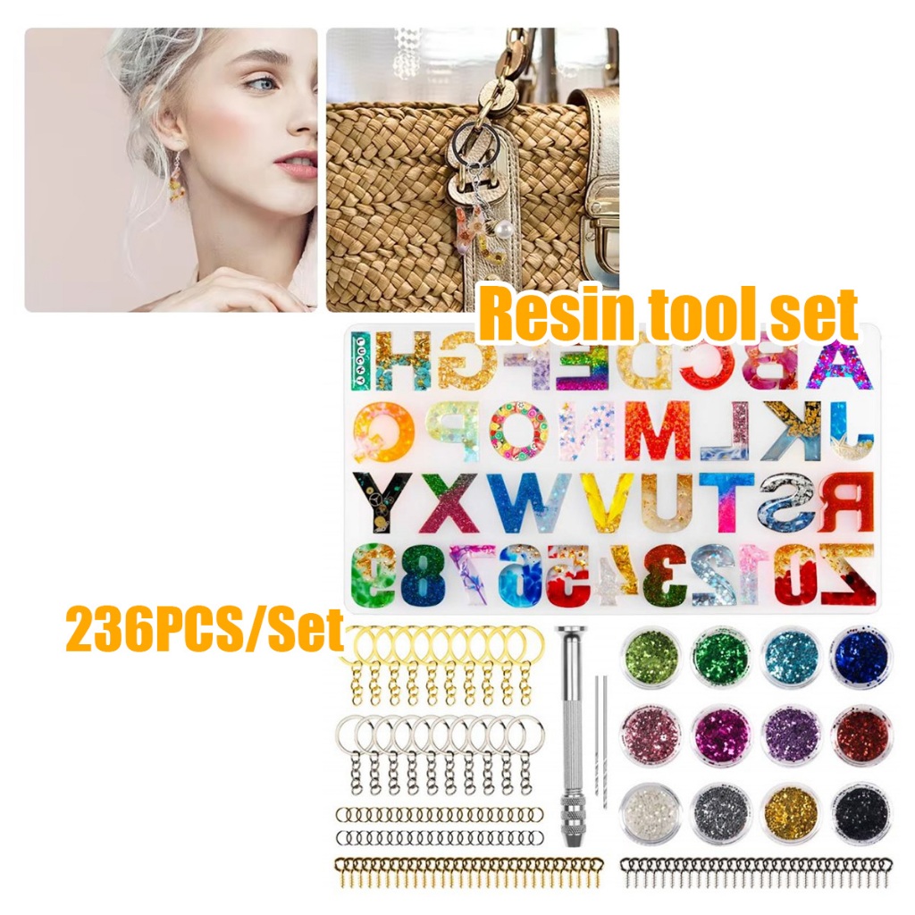 

236pcs Silikon Cetakan Resin Alphabet Kunci Cetakan Resin Huruf Alfabet Pendant Jewelry Silikon Mold Resin bentuk Ragam