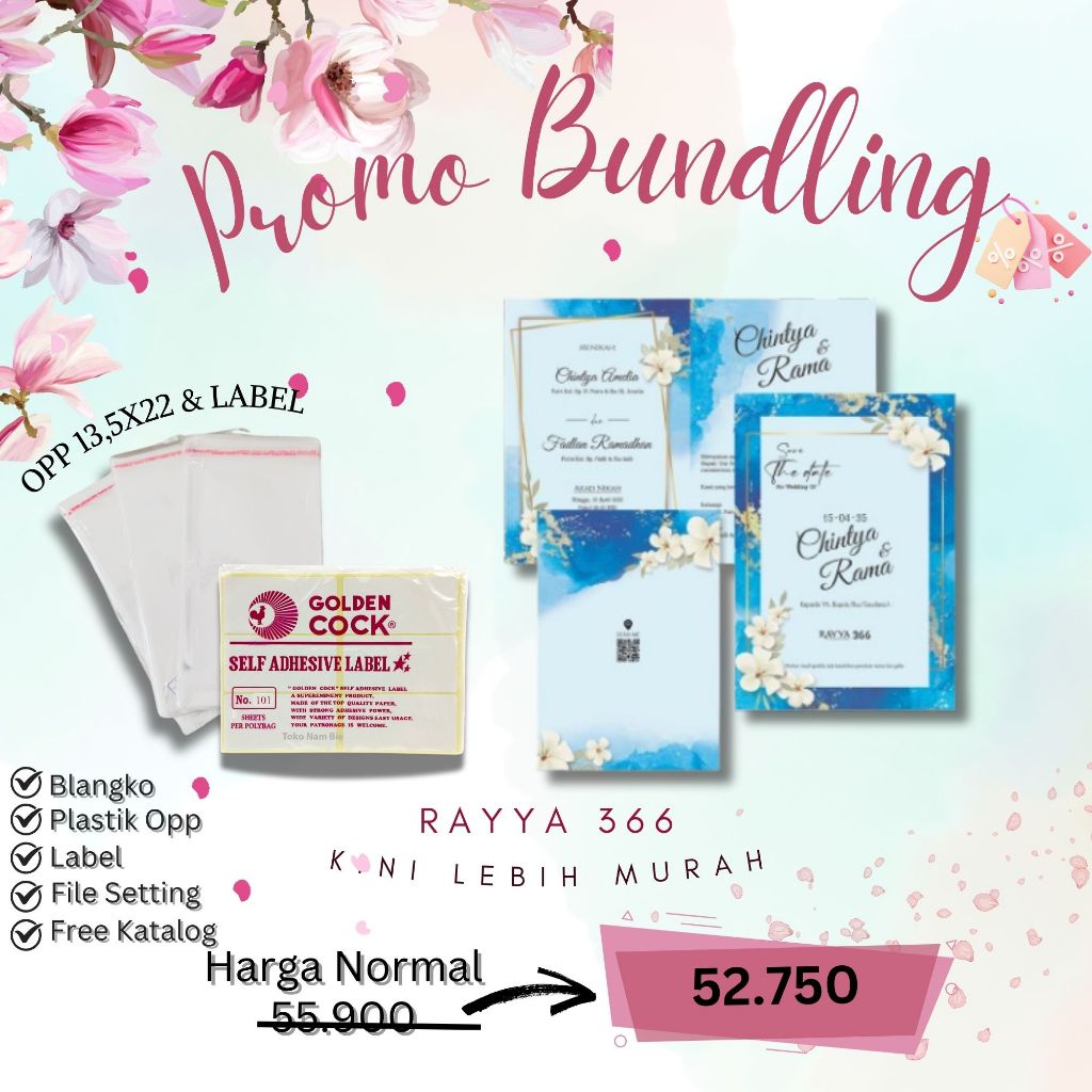 Paket Bundling Rayya 366 Opp Label|Kertas Kosong Murah|Blangko Undangan Murah|Blangko Undangan |Blan