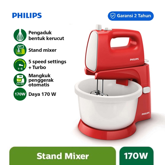 Mixer Berdiri Philips HR1538 Cucina Stand Mixer - Pengocok Adonan dan Kue