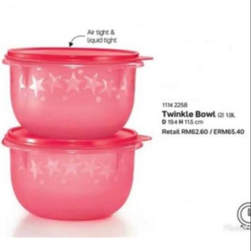 twinkel bowl 1,9 liter pink tupperware