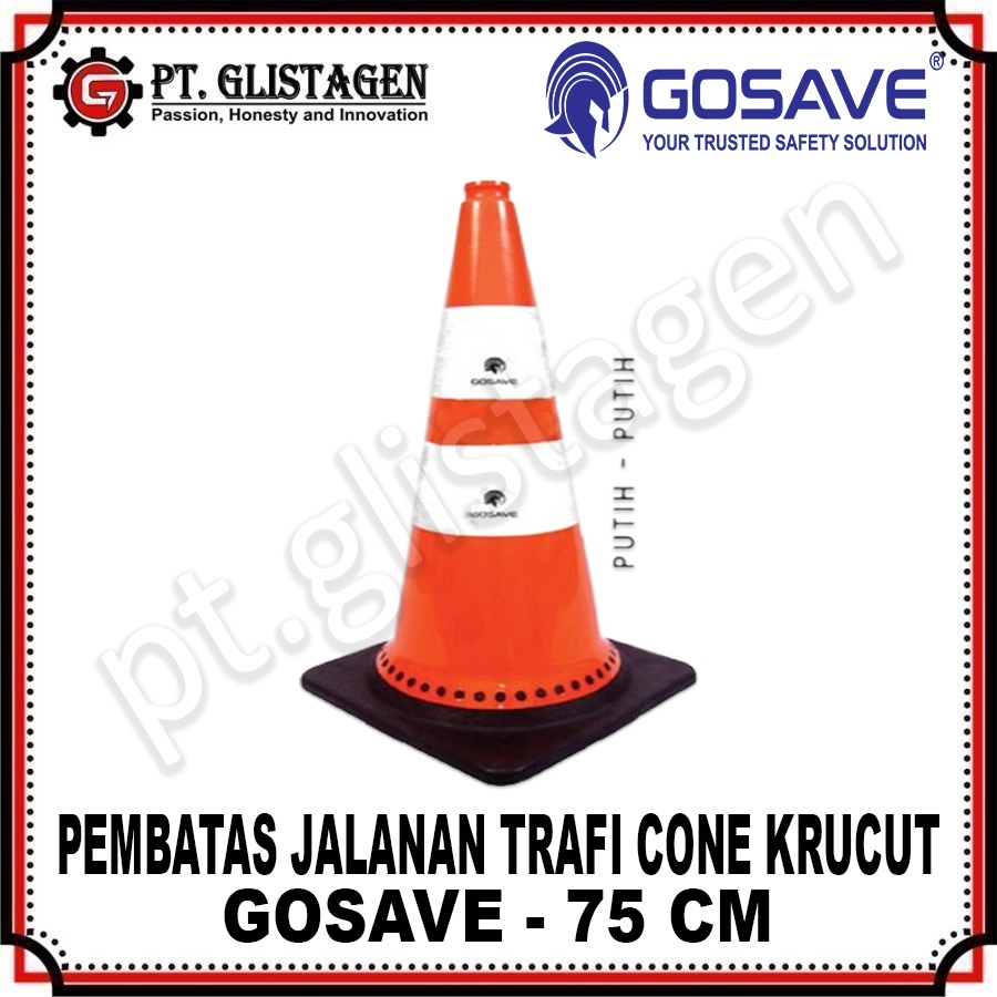 Gosave Traffic Cone Safety Rubber Gosave 75Cm Kerucut Lalu Lintas 75Cm Pembatas Jalanan Lalu Lintas