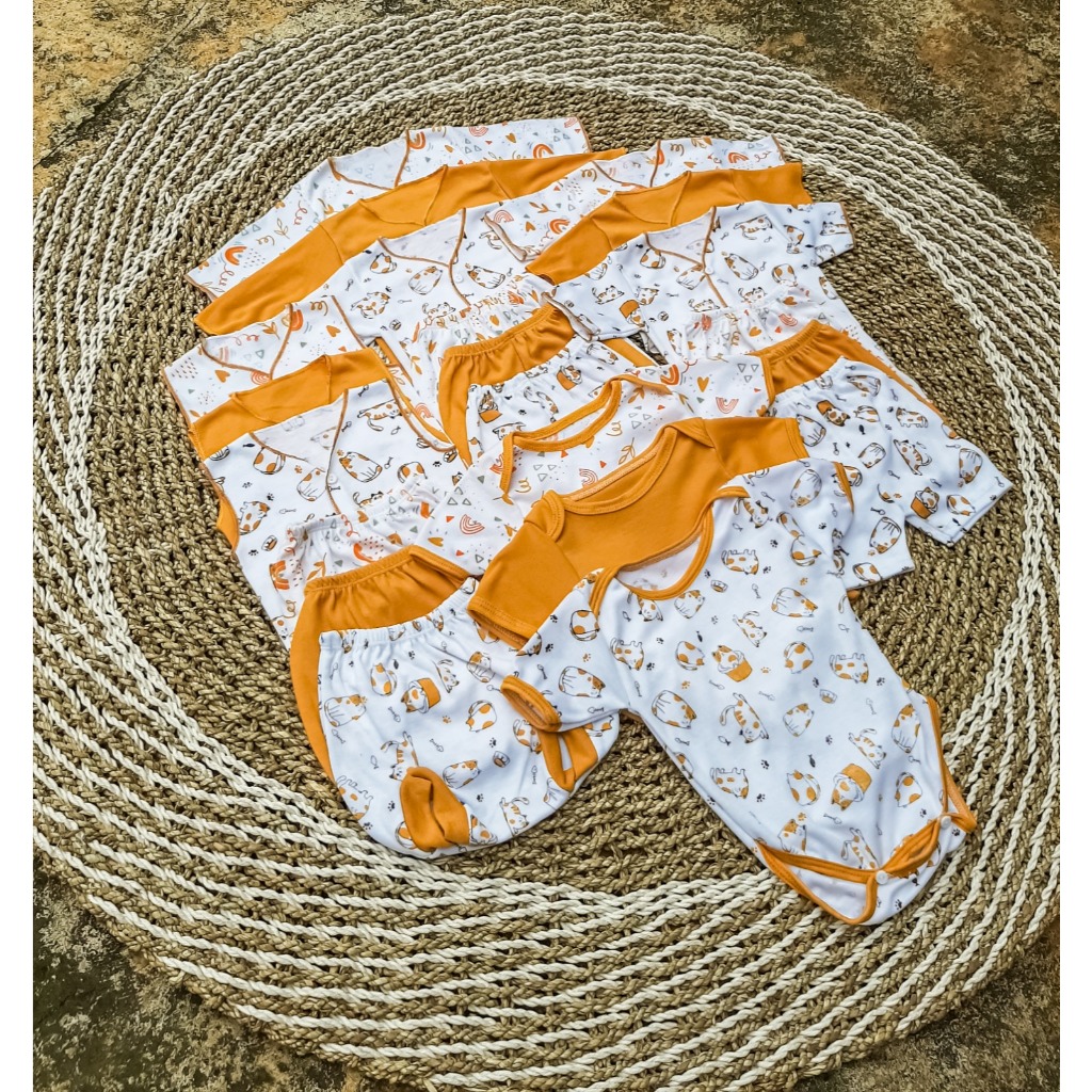 Paket 21 pcs Baju Bayi Baru Lahir / Baju Bayi Cewek cowok series Mustard