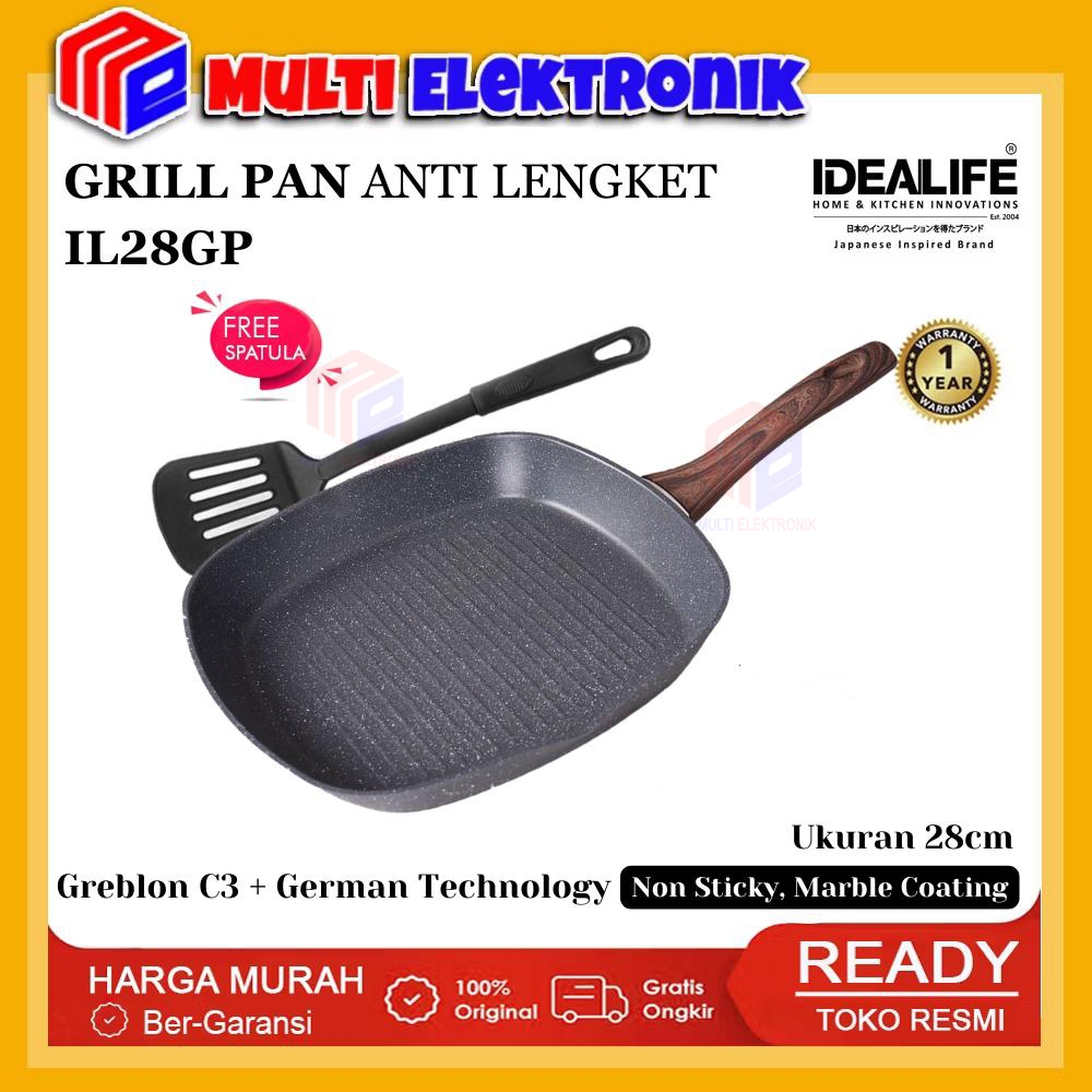 Idealife Grillpan Cookware  IL-28GP - Panci Panggang Penggorengan 28cm