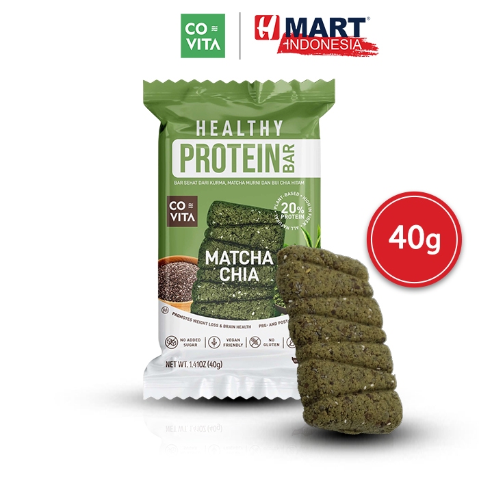 

COVITA Healthy Protein Bar Matcha Chia - Camilan Sehat 40g