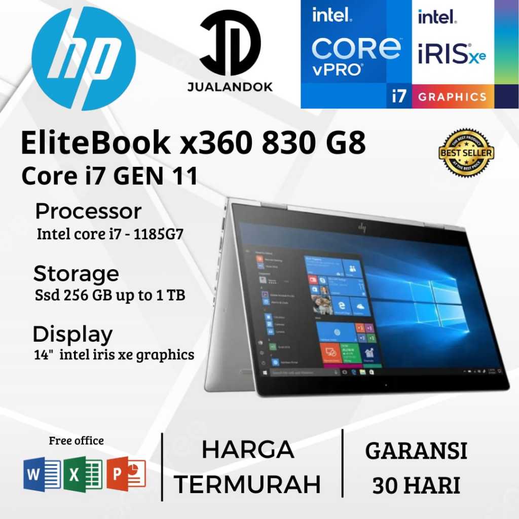 Laptop 2in1 HP Elitebook X360 830 G8 vPRO Core i7 Gen 11 - RAM 32GB - SSD 1TB - 13 inch - TouchScree