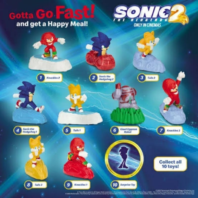 Mainan McD Happy Meal Sonic 2 Set Complete 1-10 Mainan Mcdonald OPEN SEGEL KEBUKA