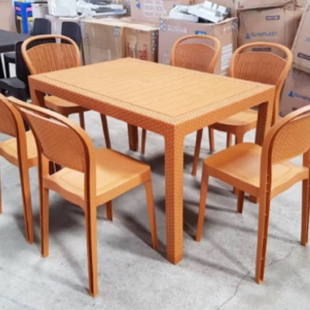 Meja Makan Plastik Olymplast / Kursi Makan Plastik Olymplast / Meja Makan Rotan Sintetis / Meja Maka