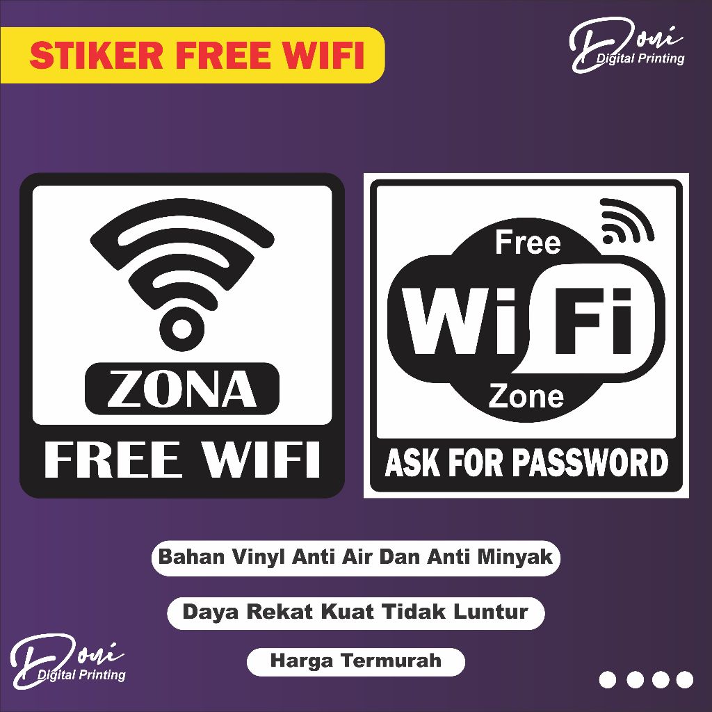 

Stiker Free Wifi / Stiker Wifi Gratis / Stiker Free Wifi Cafe / Stiker Free Wifi Zone