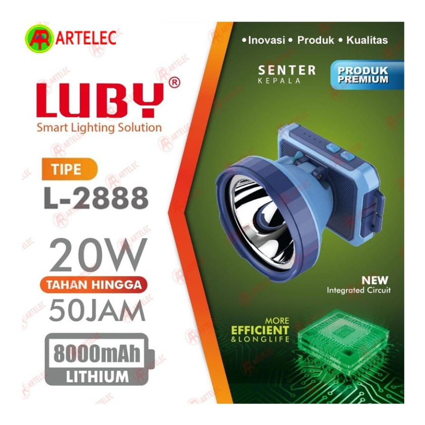 Senter Kepala Luby L-2888-L | L-2888K 20w HeadLight - Putih L2888L