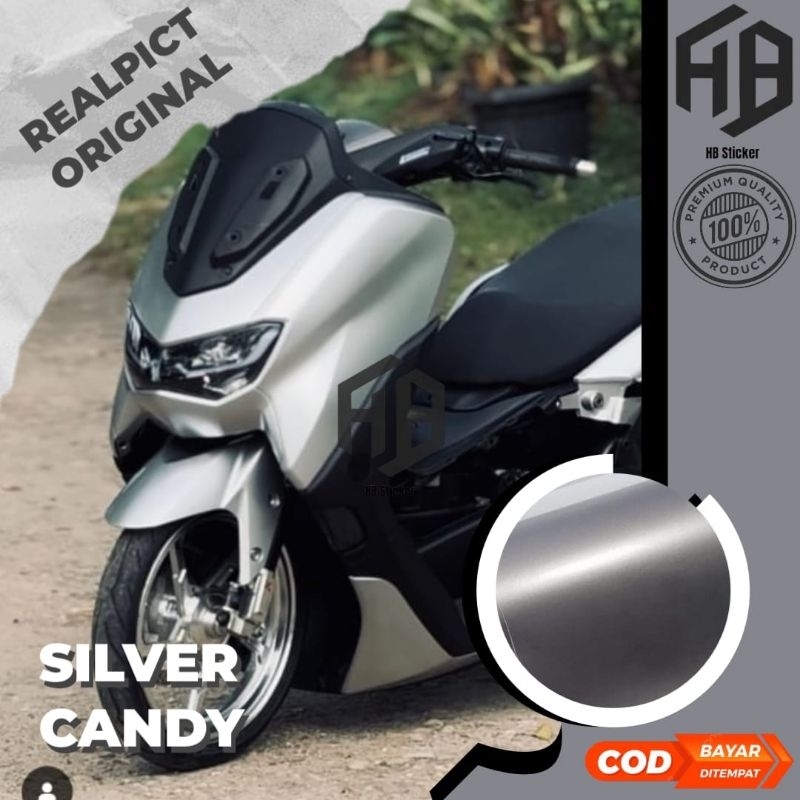 Sticker skotlet warna Silver Candy untuk sepeda motor dan mobil kualitas premium