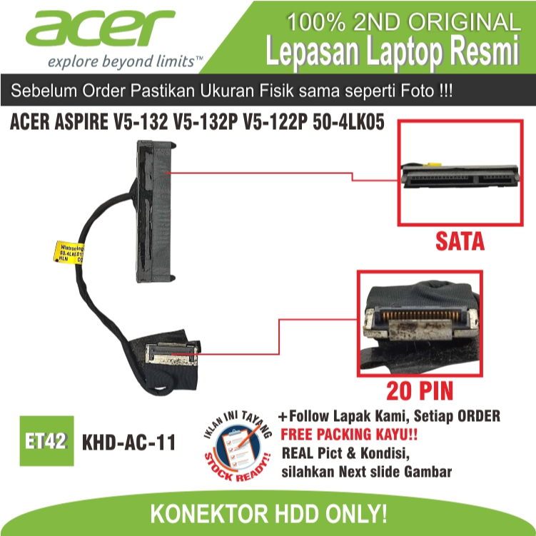 ET42 KHD-AC-11 KONEKTOR HARDISK LAPTOP ACER ASPIRE V5-132 V5-132P V5-122P 50-4LK05-011
