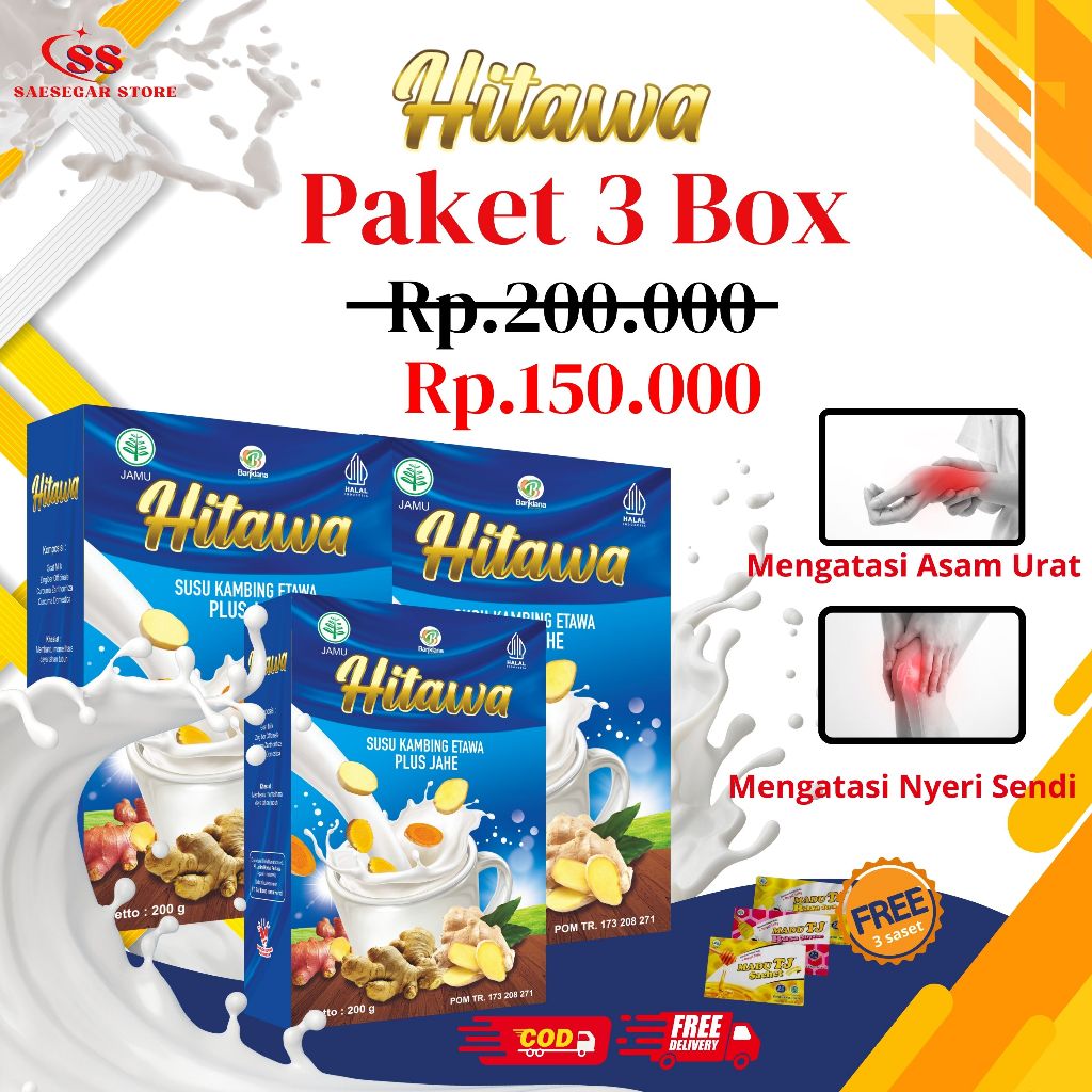 

[HITAWA PAKET 3 KOTAK free MADU] Susu Kambing Etawa Atasi Nyeri Sendi Etawaku Etawalin Platinum Biru