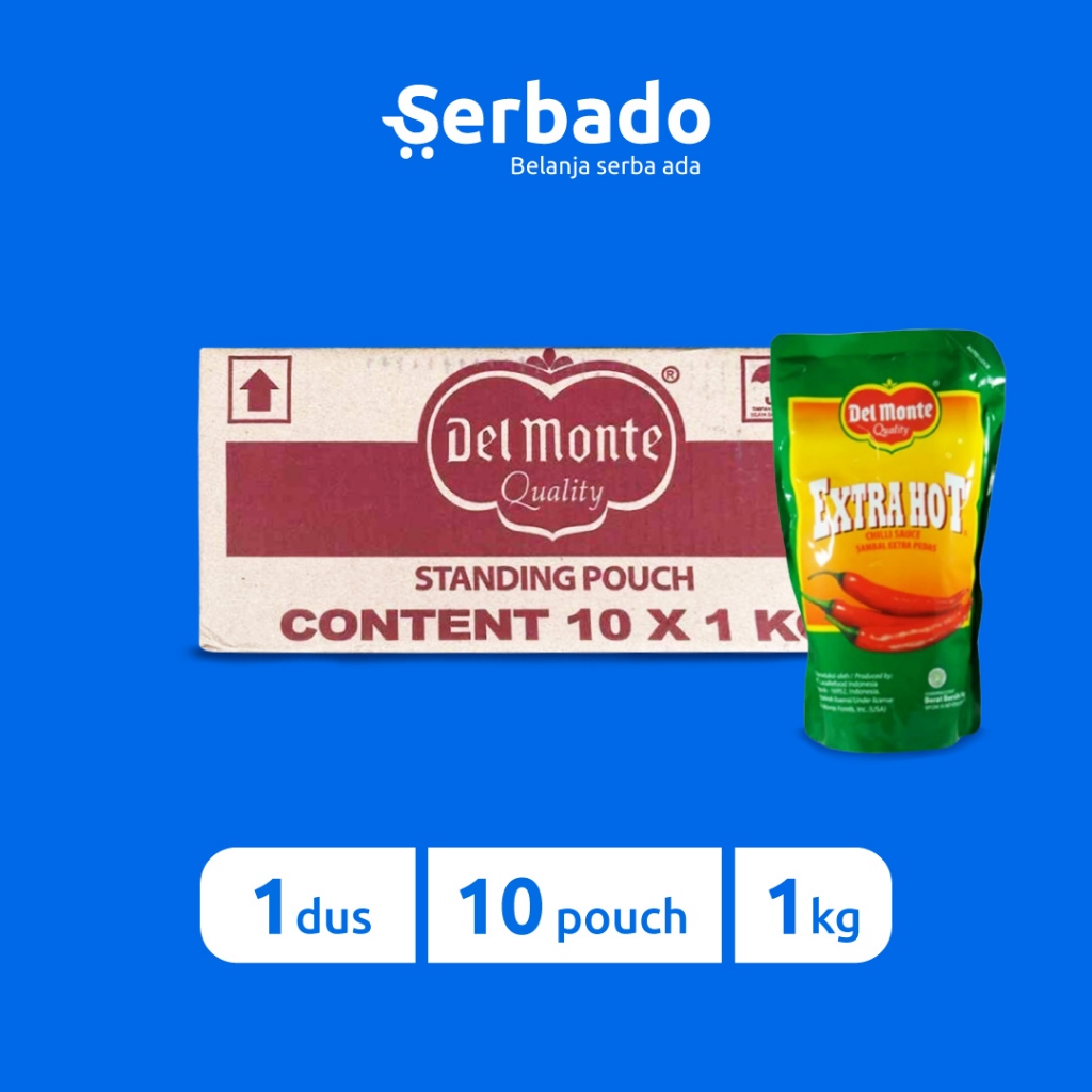 

Delmonte Sambal Extra Hot Kemasan Pouch 1kg 1 Dus (isi 10 pouch)