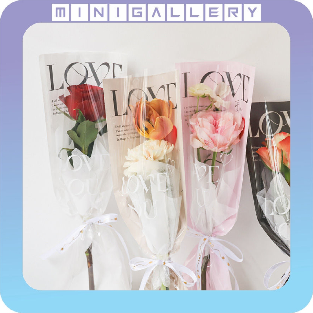 

30 Lembar Wrapping Plastik Mini Buket Mawar Single Rose Bunga Mawar SF04