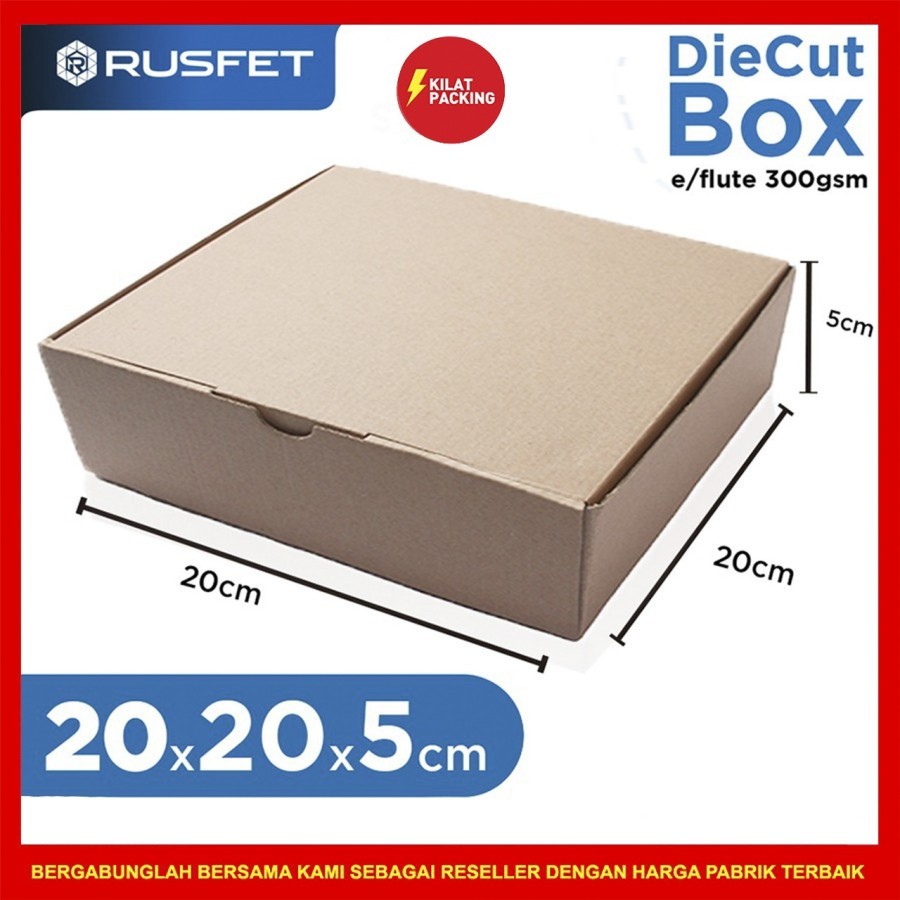 

Kardus Box Diecut Kardus Packing Kotak Box Kartun Dus Polos Satuan Rusfet 20x20x5 cm