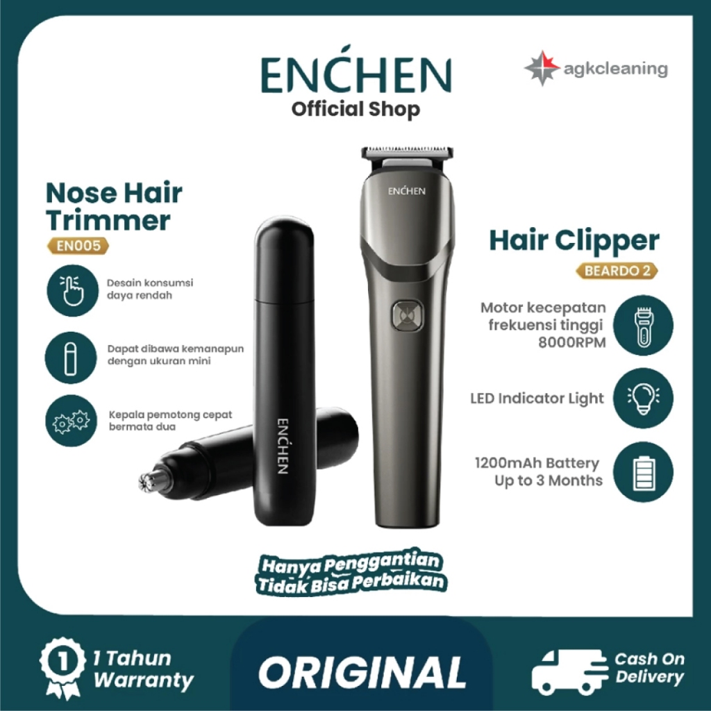 [PAKET KOMBO ENCHEN] Enchen Beardo & Enchen Hair Nose Trimmer EN005 Pencukur Kumis Elektrik Portable