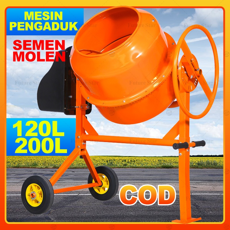 Mesin Pengaduk Semen Beton Plesteran / Molen Dorong Listrik Mini / Engine Electric Concrete Mixer Ma