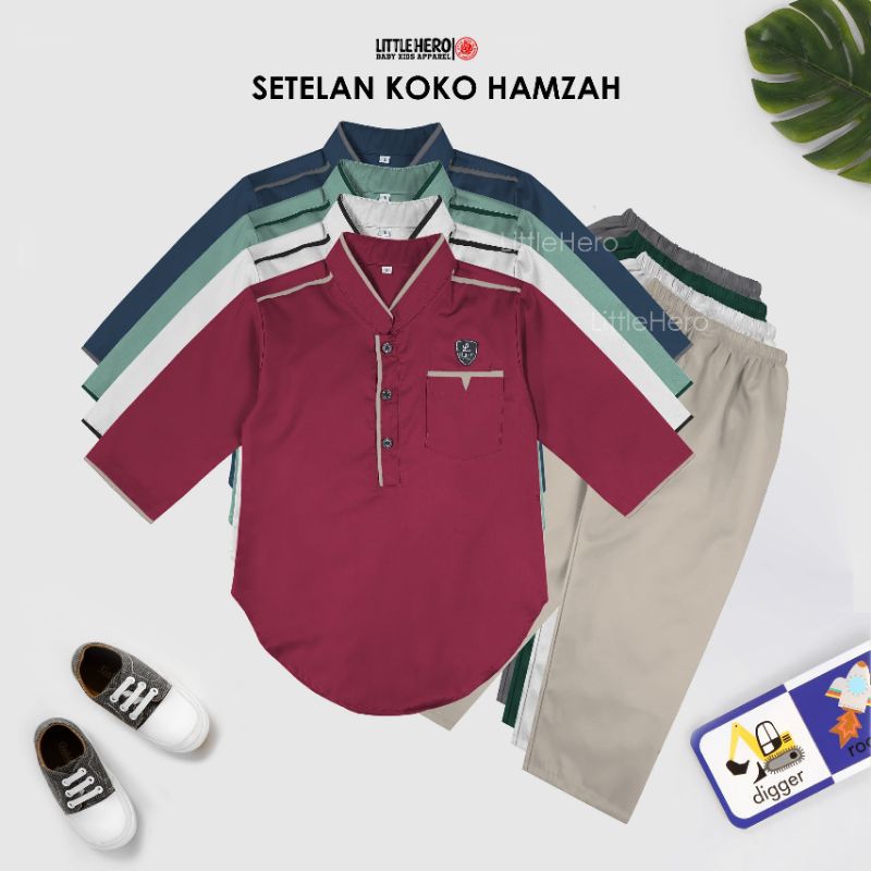 Koko anak setelan kurta anak  hamzah little hero koko setelan anak one set kurta adam baju ngaji ana