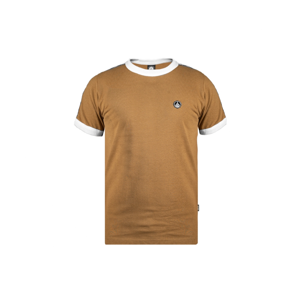 Prung Shilton Ringer Tshirt Taped Octagon Kaos Ring Tshirt Warna Cream