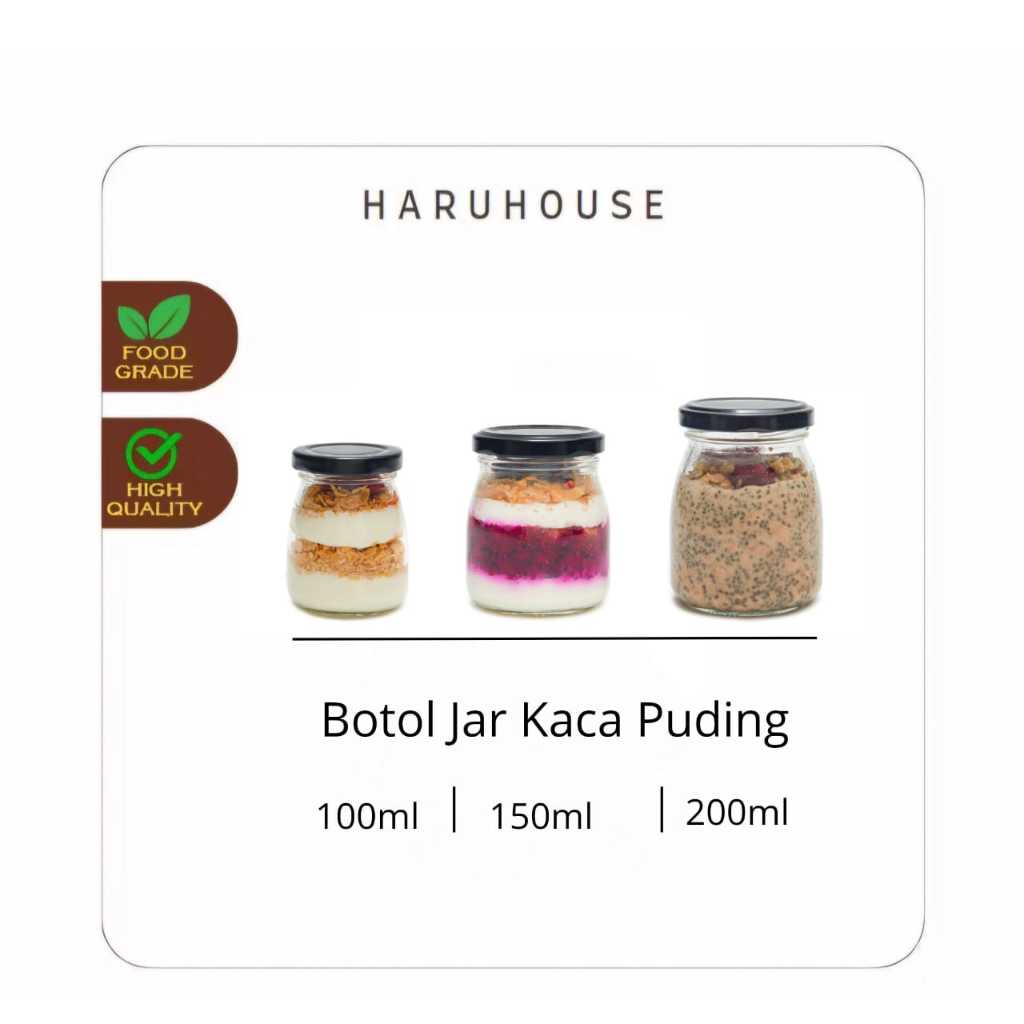 150ml  Botol Kaca Puding Jar Tutup Lid Metal