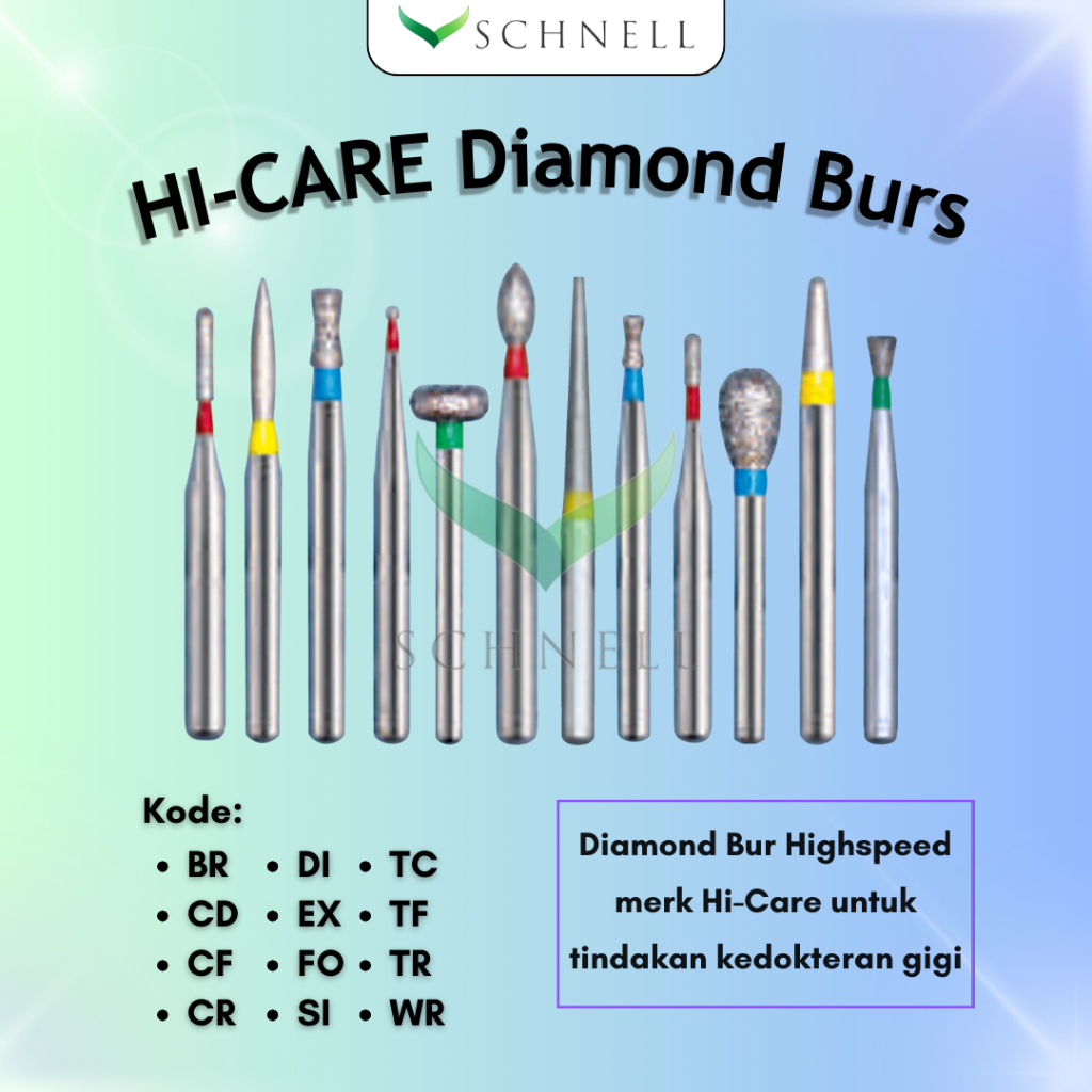 Diamond Bur Dental Highspeed/Bur Preparasi Gigi/High Speed Burs HI-CARE