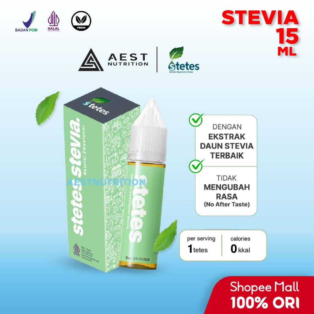 

Stetes Stevia Natural Sweetener - 15 ml Pemanis Alami Alternatif Gula 0 Kalori