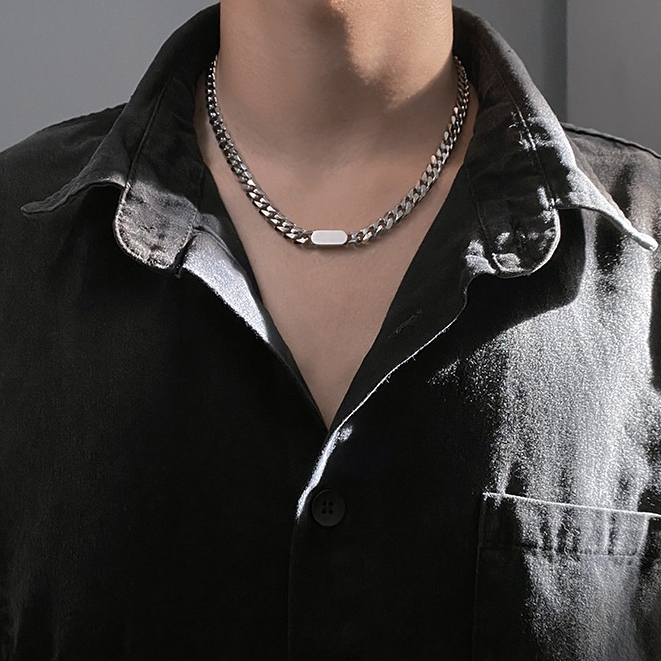kalung cowok titanium pria keren anti karat Pria Wanita Trendy Rantai Korea Japan Street Style