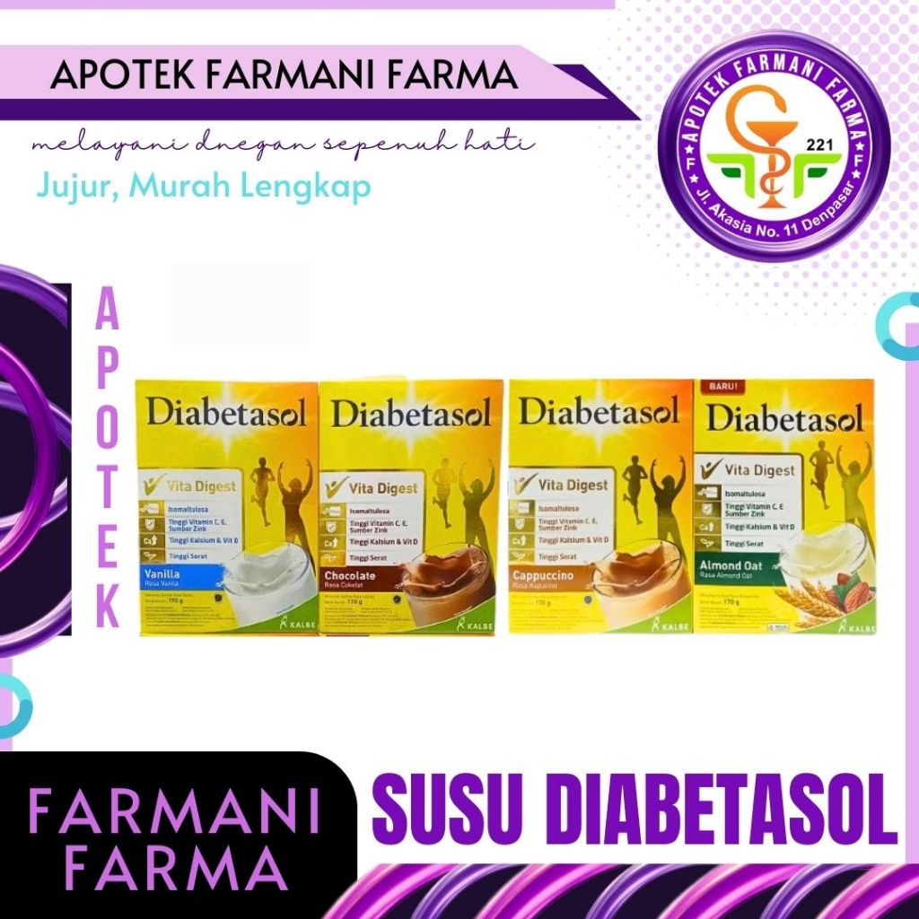 

SUSU DIABETASOL VITADIGEST / SUSU DIABETES / SUSU DIABETASOL VANILA / SUSU DIABETASOL COKELAT / SUSU DIABETASOL CAPUCINO / SUSU DIABETASOL ALMOND OAT