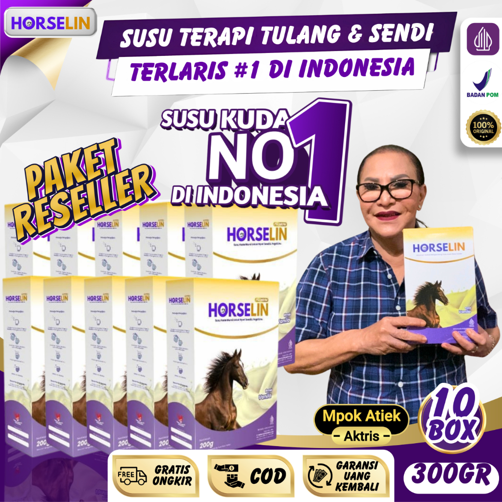 

PAKET RESELLER 10 BOX HORSELIN 300G - Susu Kuda Liar Sumbawa Susu Tulang & Sendi Multi Khasiat BPOM