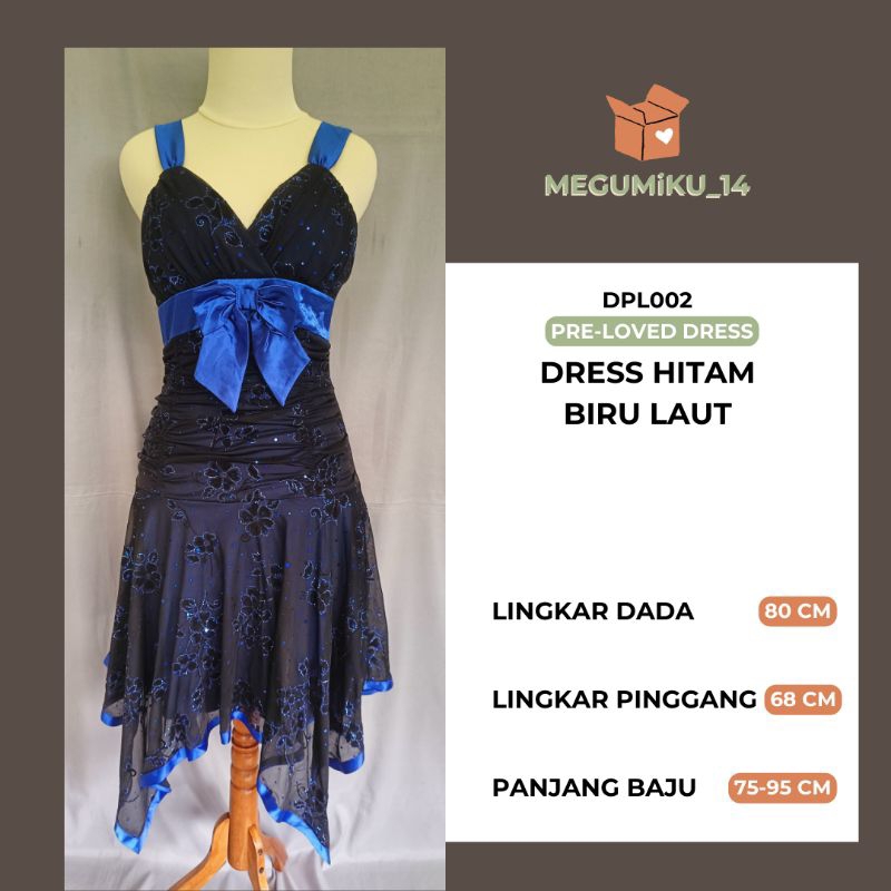 (Pre-Loved) Dress Hitam Biru Laut