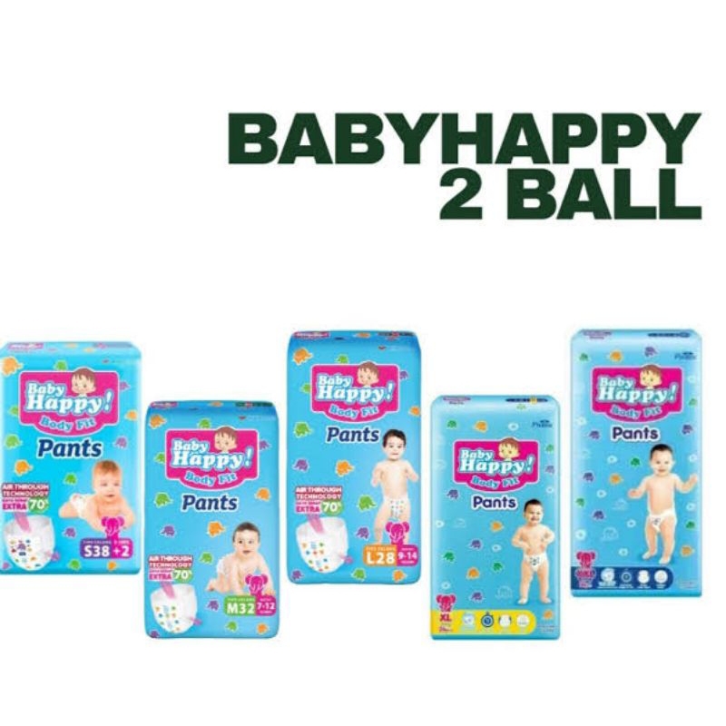 Paket 2 Ball Murah Baby Happy Pants S38+2 M32 L28 Xl26