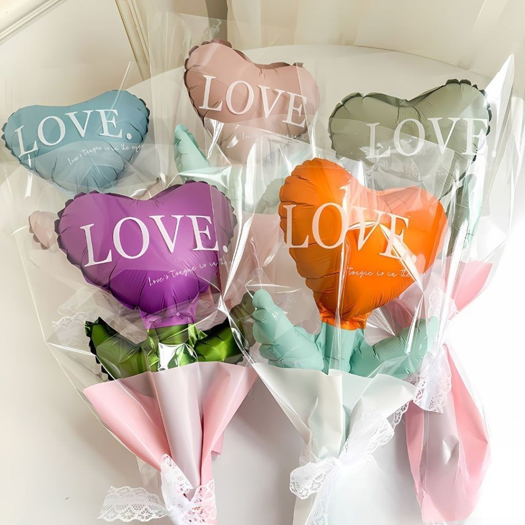Balon Foil Bentuk buket bunga Love / Bunga Buket Balon