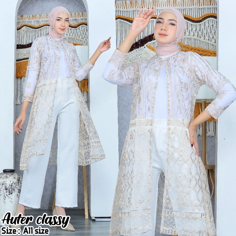 Top Produk Civika LONG AUTER BURKAT TULE MOTIF ETNIK CARDIGAN BAJU WANITA