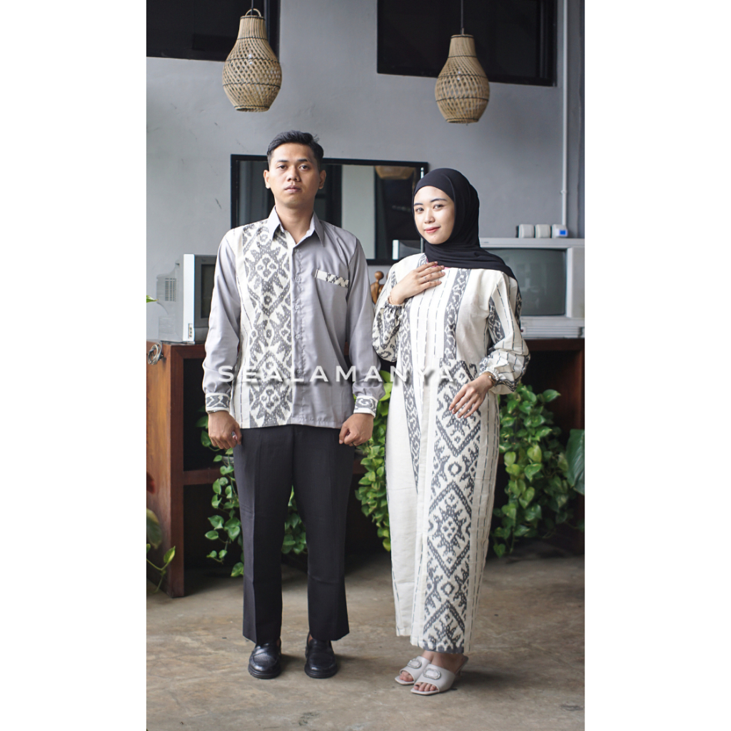 Baju couple tenun padma putih baju tenun kondangan baju tenun couple