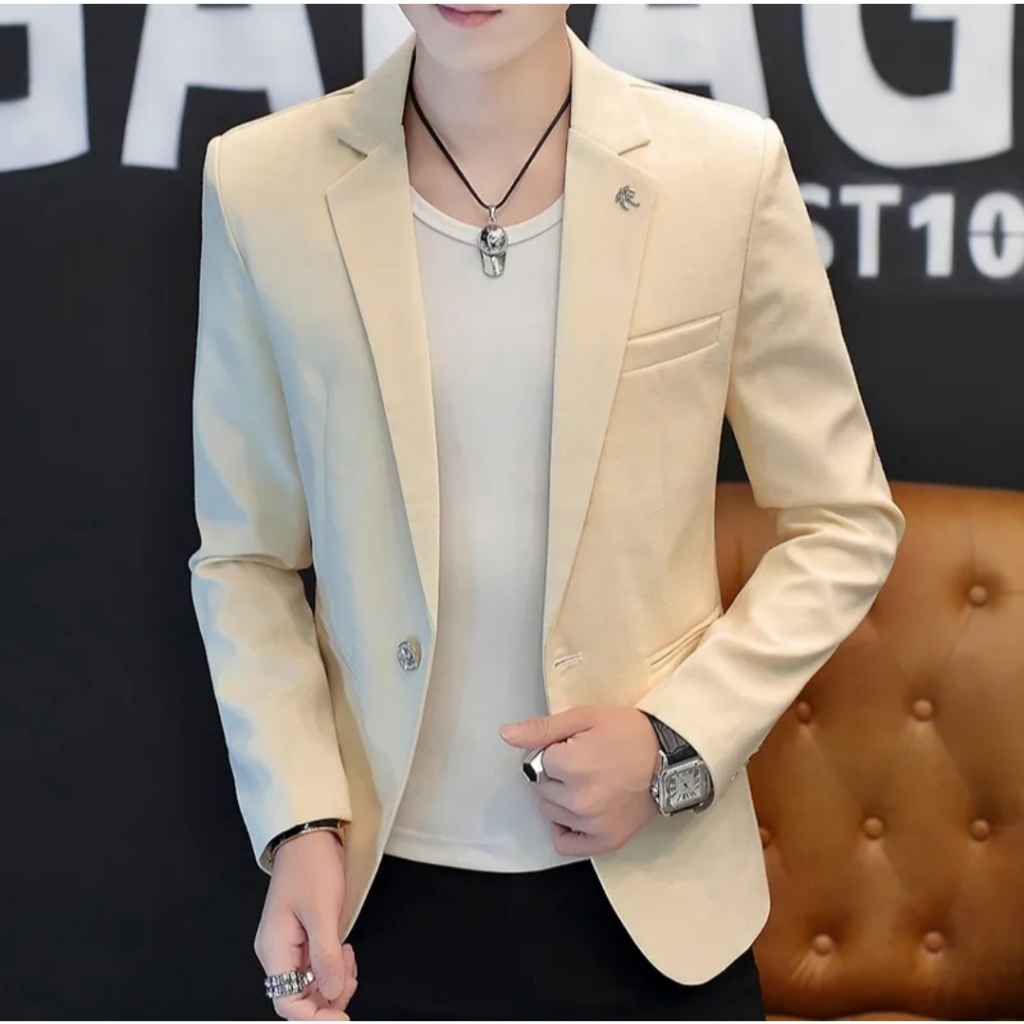 Big Sale Jas Pria Korean Jas Blazer Korea Size L Size Xl Bahan Katun Drill Ada Kantong Kancing 1 Jas
