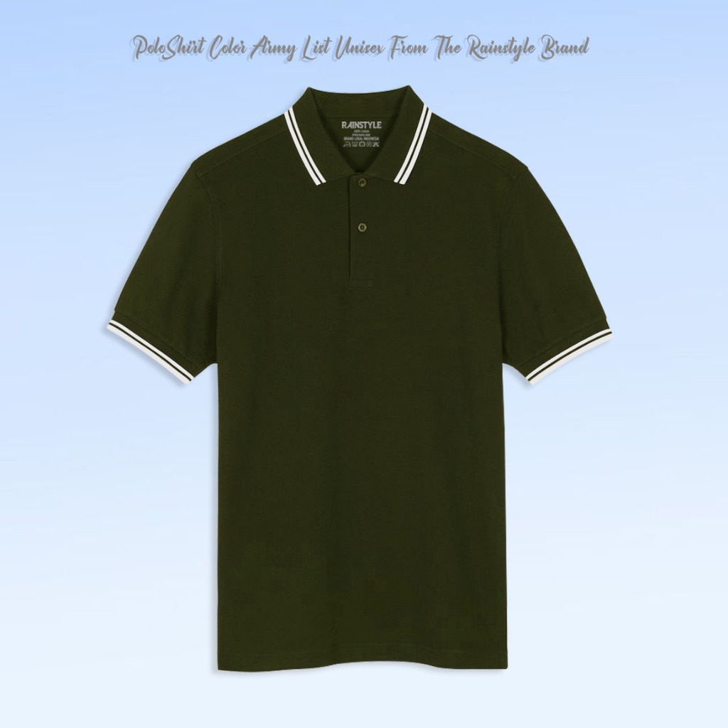 Rainstyle - Polo Shirt Polos Garis List Putih Polo T-Shirt Kerah Keren Pria Wanita 04