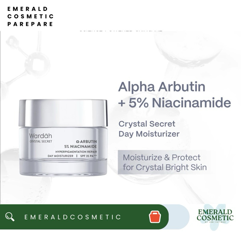 WARDAH Crystal Secret Brightening Day Cream + Night Cream 30 g | Crystal Secret Cream Siang Malam