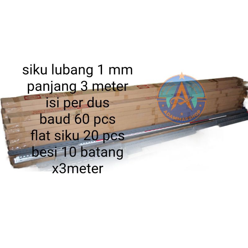 siku lubang besi/besi siku/ rak siku / siku lubang tebal 1mm berat 11kg 1 dus pul 3 meter per batang