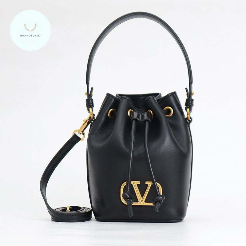 Valentino VLogo MIni Drawstring Bag Black Ghw