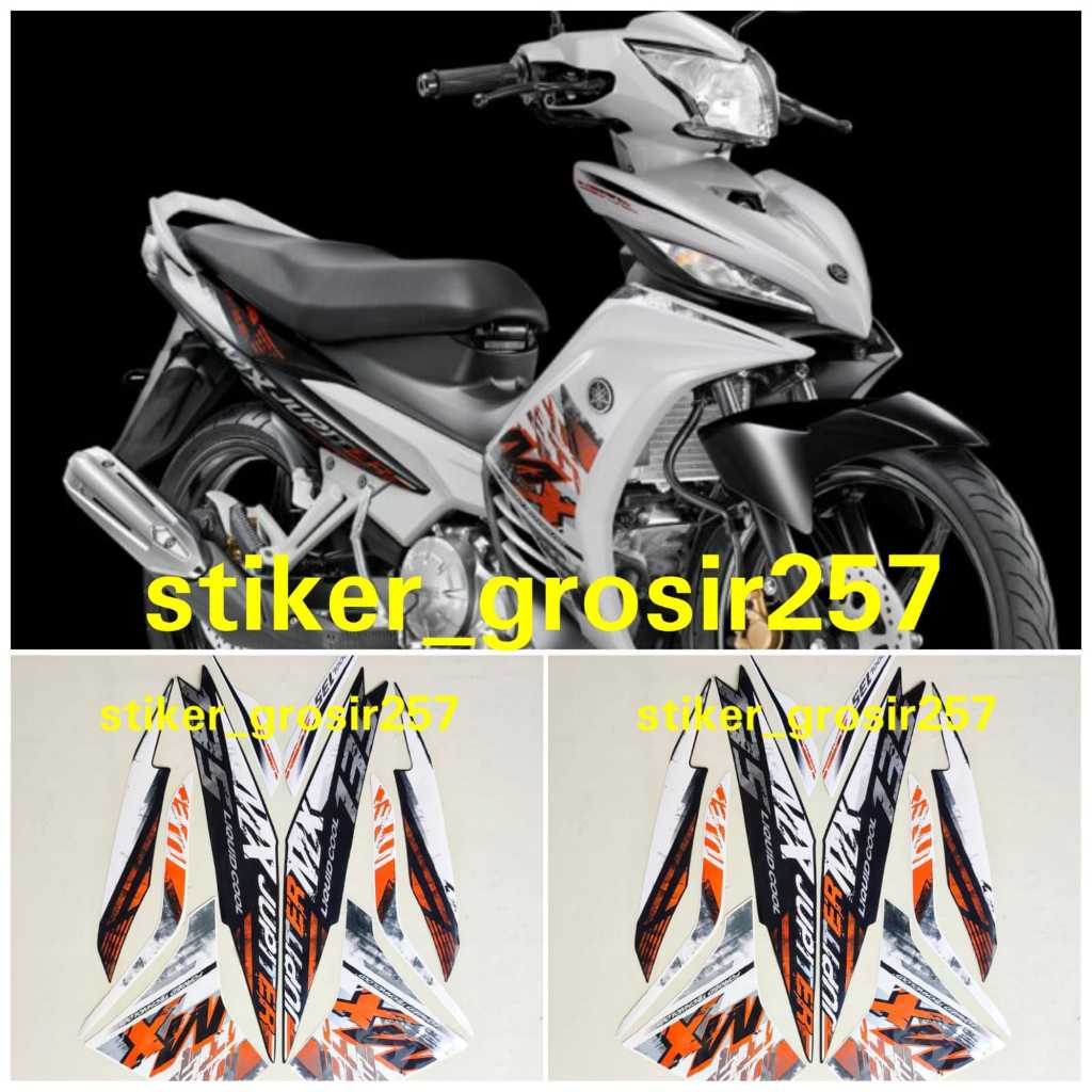 STIKER STRIPING LIS BODY MOTOR JUPITER MX 135 2014 MX NEW WARNA HITAM PUTIH ORANGE