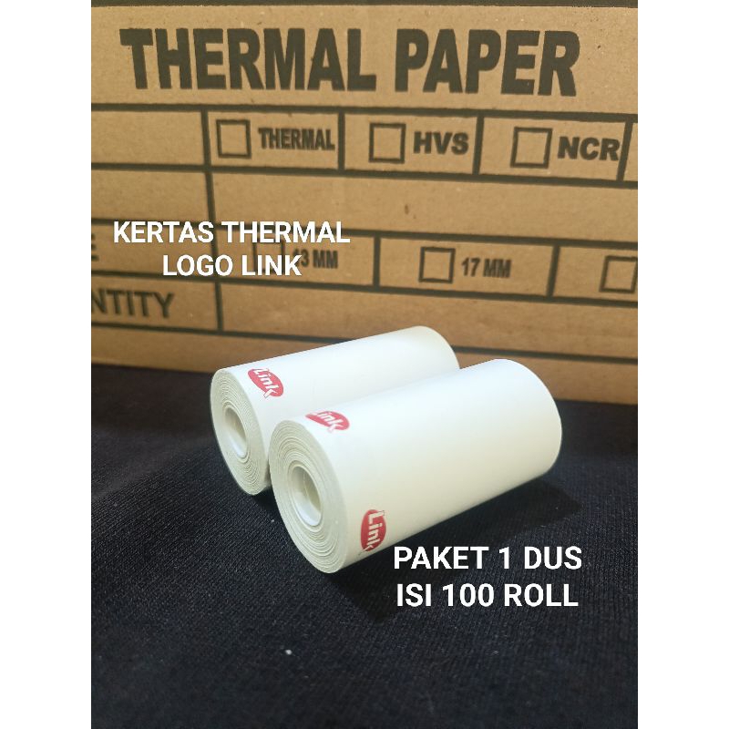 

( 100 ROLL ) KERTAS THERMAL LOGO LINK UKURAN 57X30 58X29MM