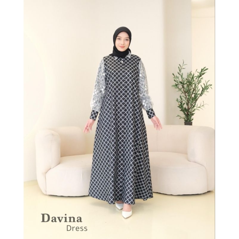 Davina Dress Premium Cotton Japan Import Mix Lace Tille | Dress Wanita Premium | Dress Butik