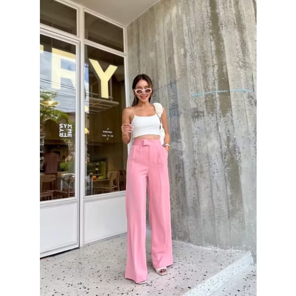 New Kulot Highwaist Baby Pink Size L Pants Promthong Import Bangkok Original Sale –  277KLT