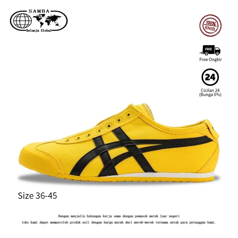 Asǐcs Onitsuka Tiger Sepatu Pantofel untuk hitam kekuningan Original 100% BNIB Global Market Sepatu 