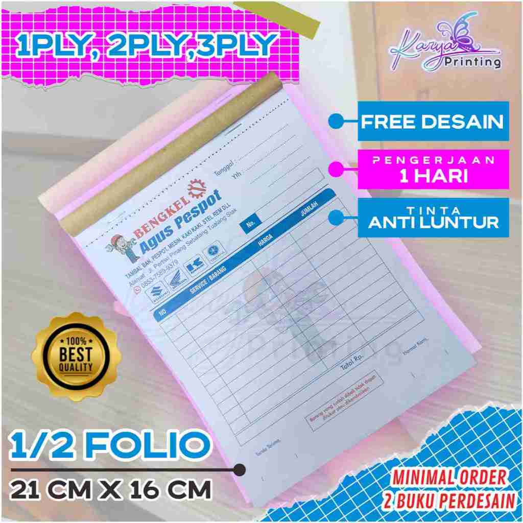 

Custom Nota, Surat Jalan, Faktur - Free Desain - Ukuran 1/2, Desain Sesuka Hati
