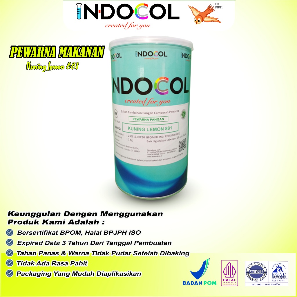 

Pewarna Makanan INDOCOL KUNING LEMON 881 (LEMON YELLOW)