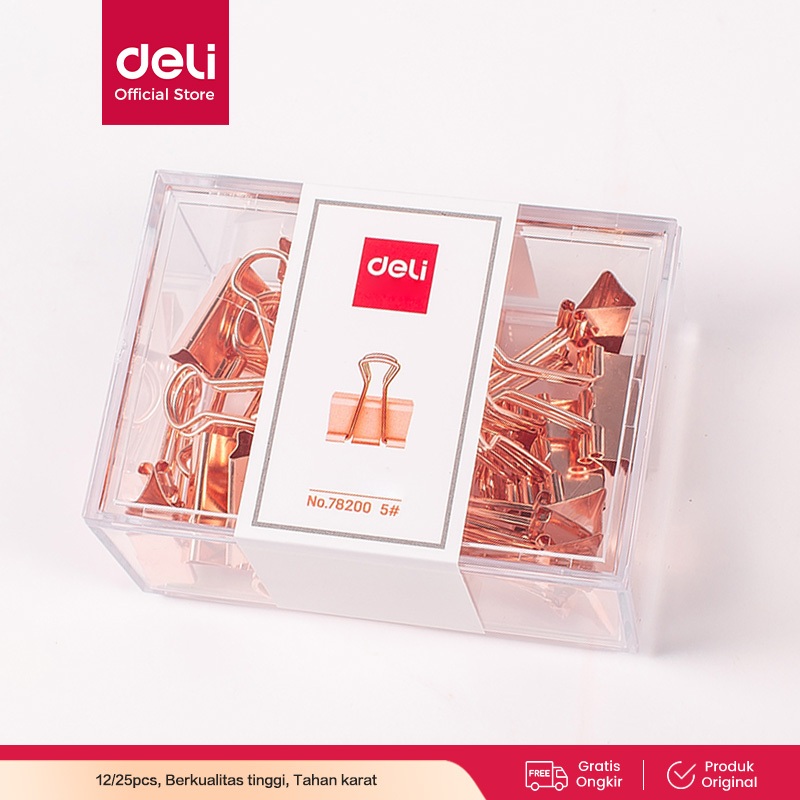 

Deli Office Binder Clip / Penjepit Rose Gold Isi 12 / 25pcs 78200 78201