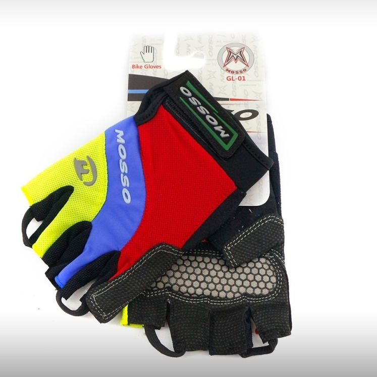 GLOVES MOSSO GL-01 BLK/RD/BLU/YLW FLUO XL /Glove MOSSO sarung tangan gloves taiwan sepeda mtb roadbi