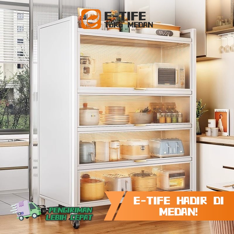 E-TIFE Lemari Piring Tertutup Rak Piring Minimalis Lemari Dapur Minimalis Rak Dapur Serbaguna Rak Pi
